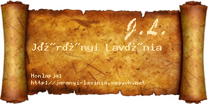 Járányi Lavínia névjegykártya